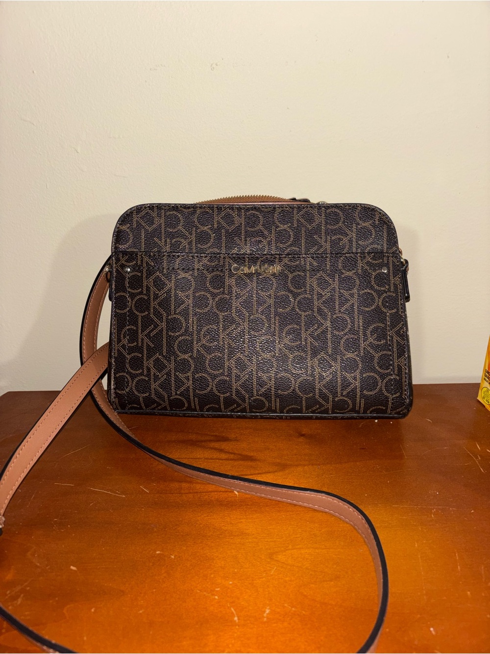 Calvin Klein Black & Tan Monogram Messenger Bag